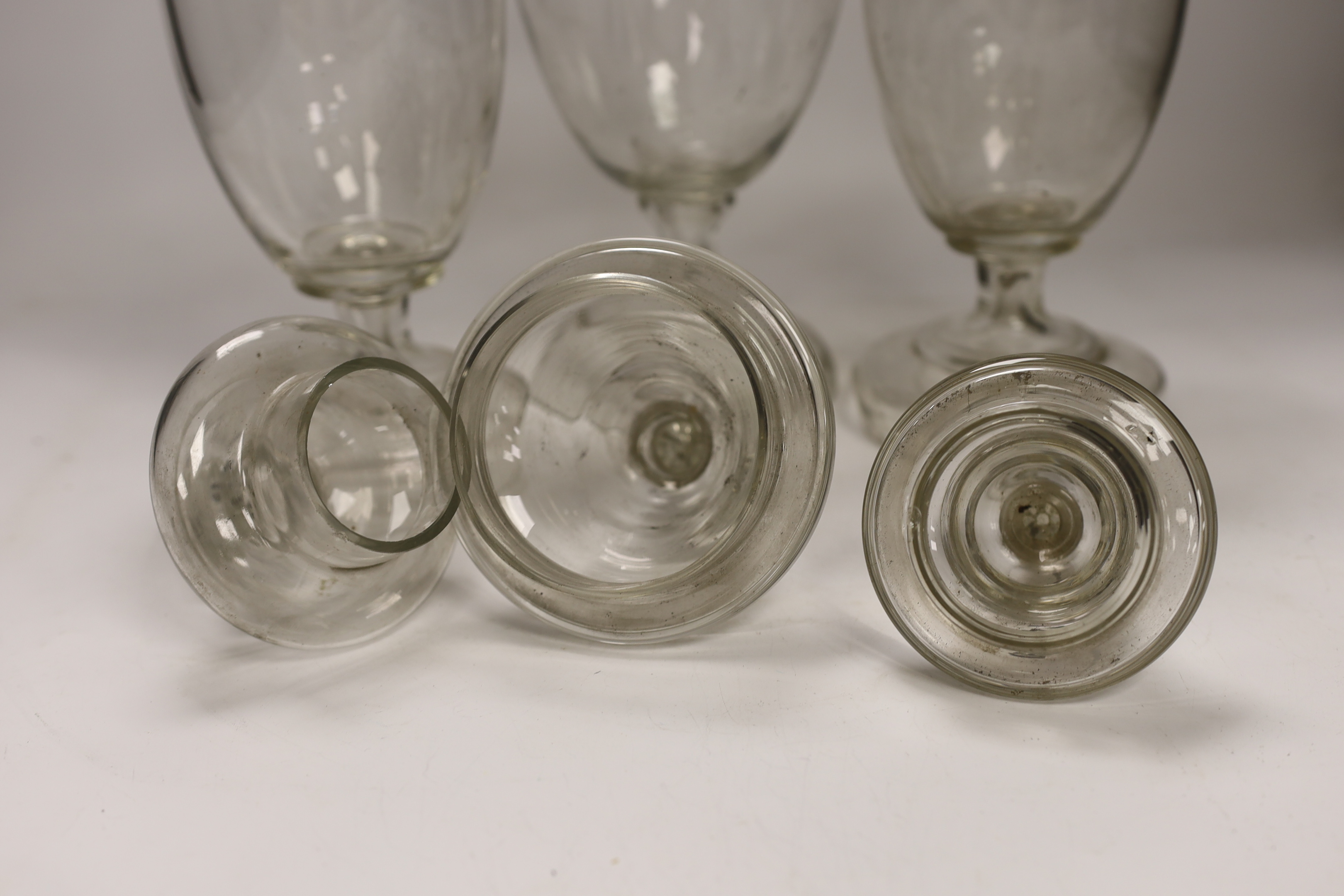 Three Victorian or Bohemian glass sweet jars, largest 41cm high